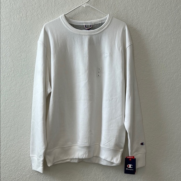 Champion White Crewneck Sweater Relaxed Fit - Picture 1 of 6